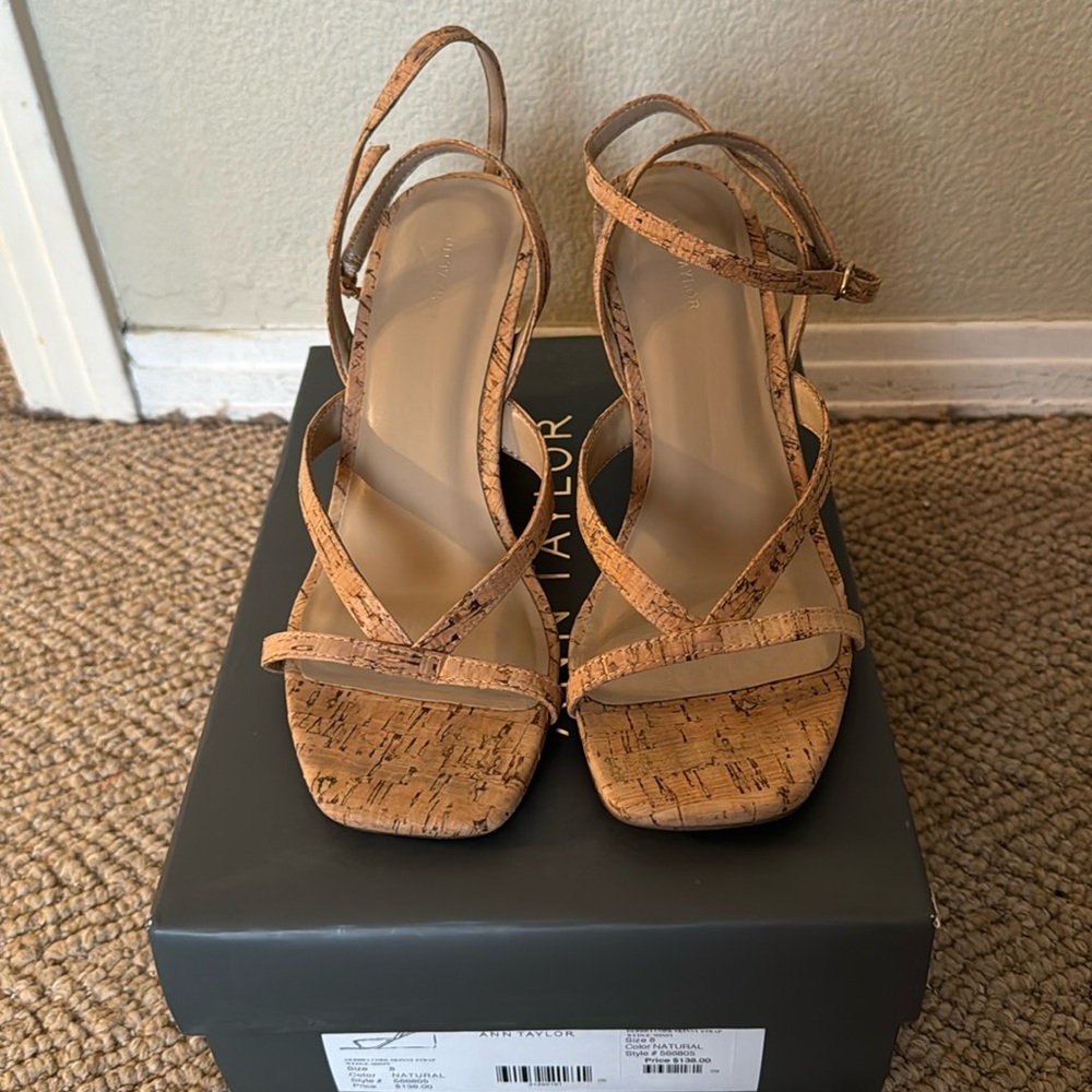 Women’s corked wedge strappy sandals.